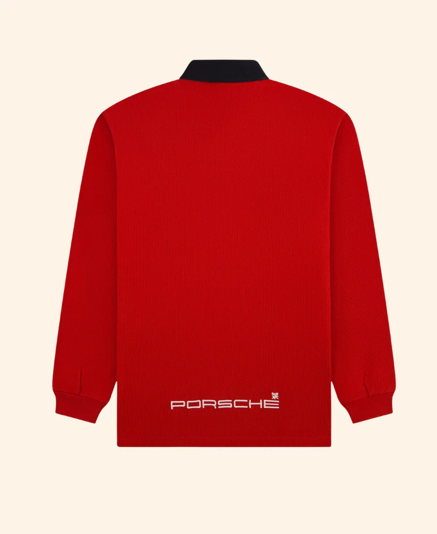 ALD x Porsche Crest Rugby Sweatshirt Red Back Image