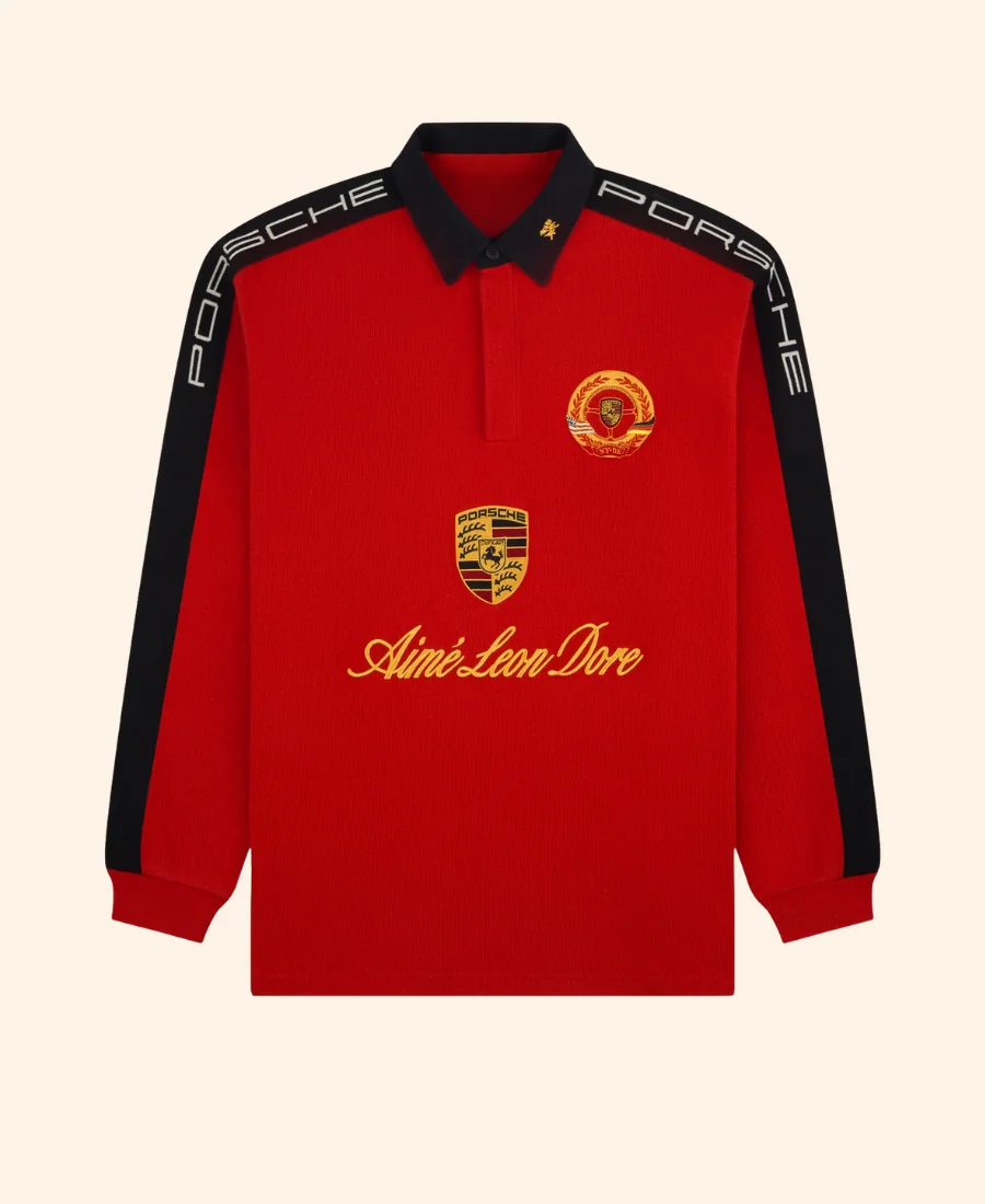 ALD x Porsche Crest Rugby Sweatshirt Red Front I Image