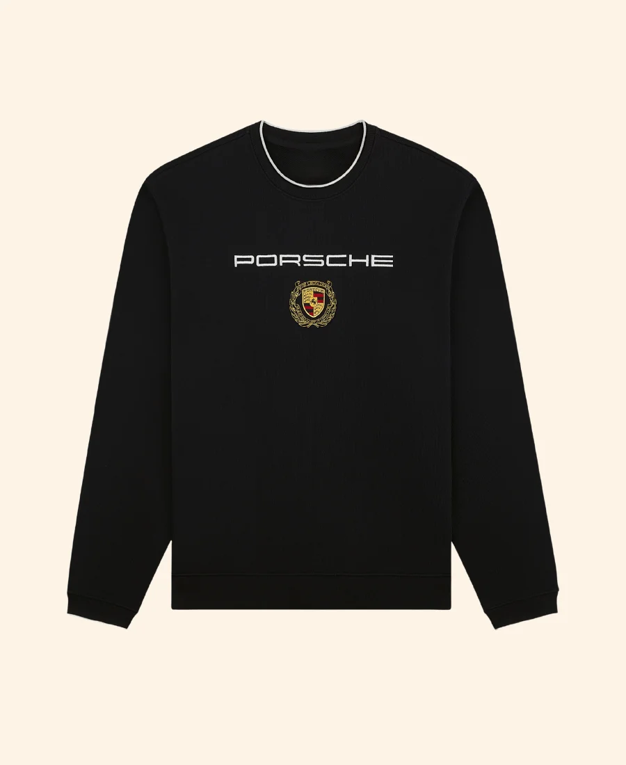 ALD x Porsche Embroidered Crewneck Sweatshirt Black Front Image