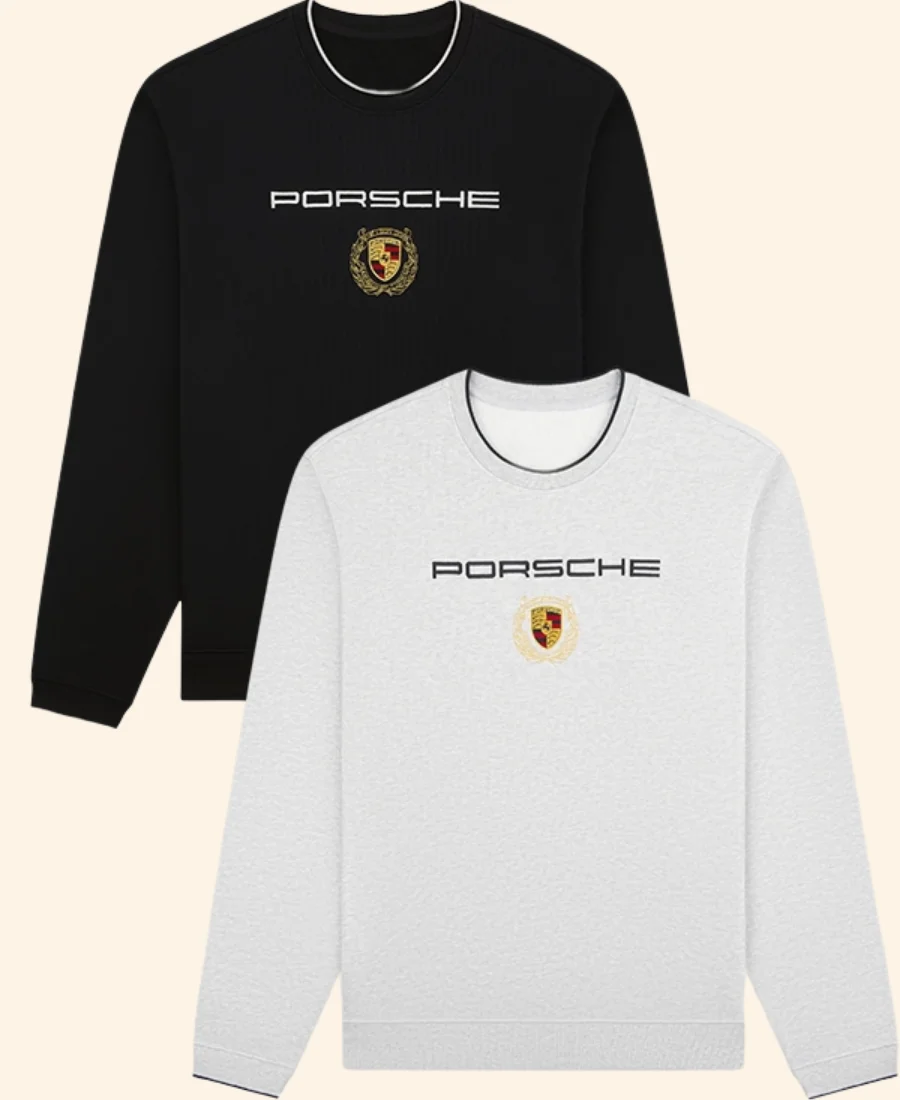 ALD x Porsche Embroidered Crewneck Sweatshirt Front And back Image