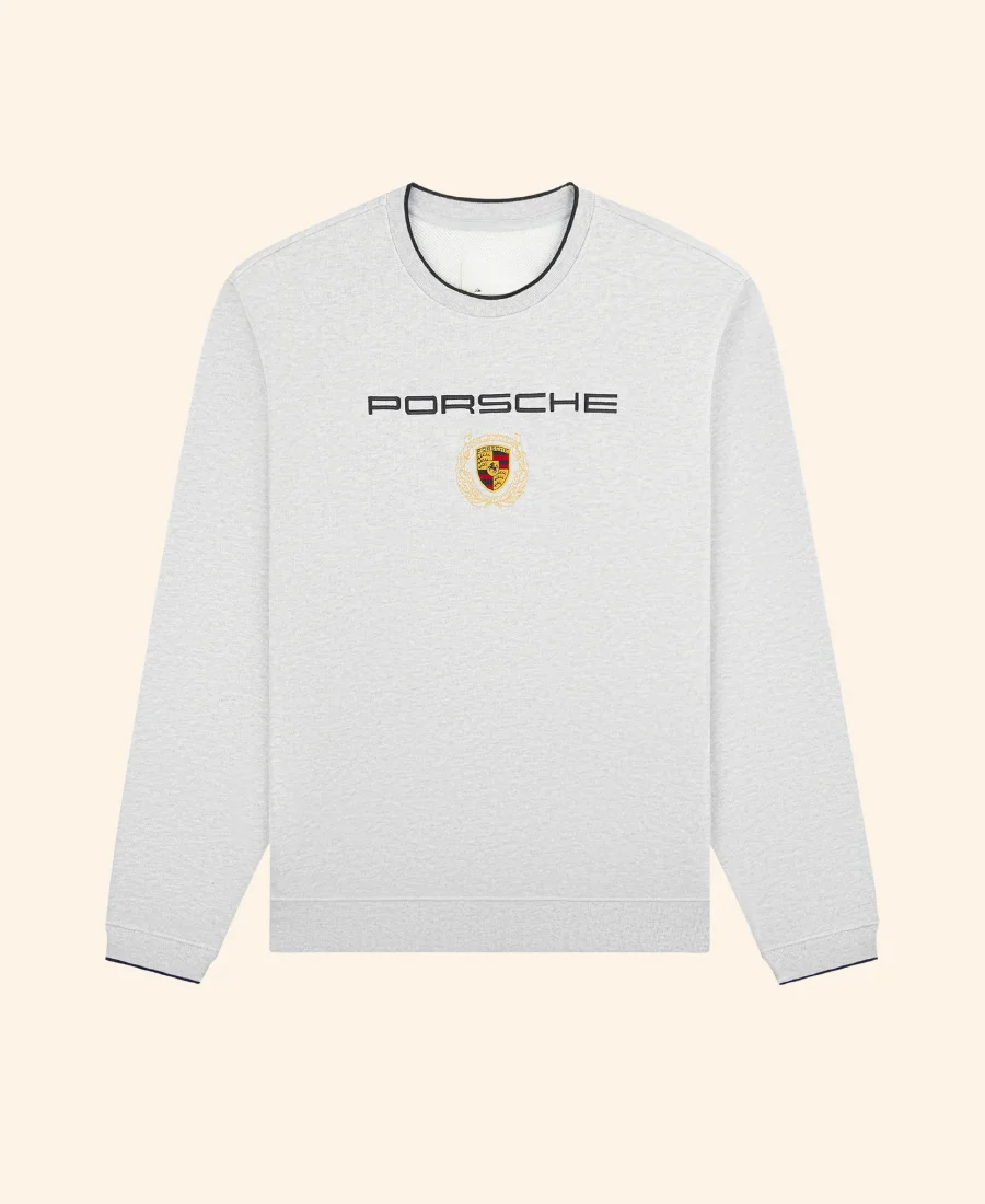 ALD x Porsche Embroidered Crewneck Sweatshirt Grey Front Image