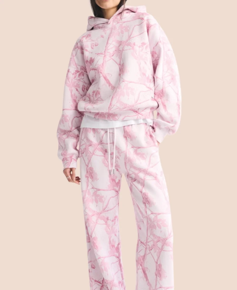Abercrombie Light Pink Camo Hoodie Closure Image