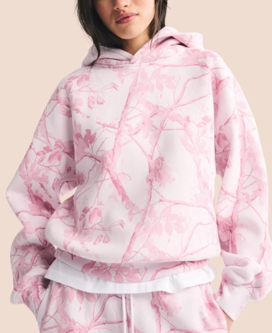 Abercrombie Light Pink Camo Hoodie Front