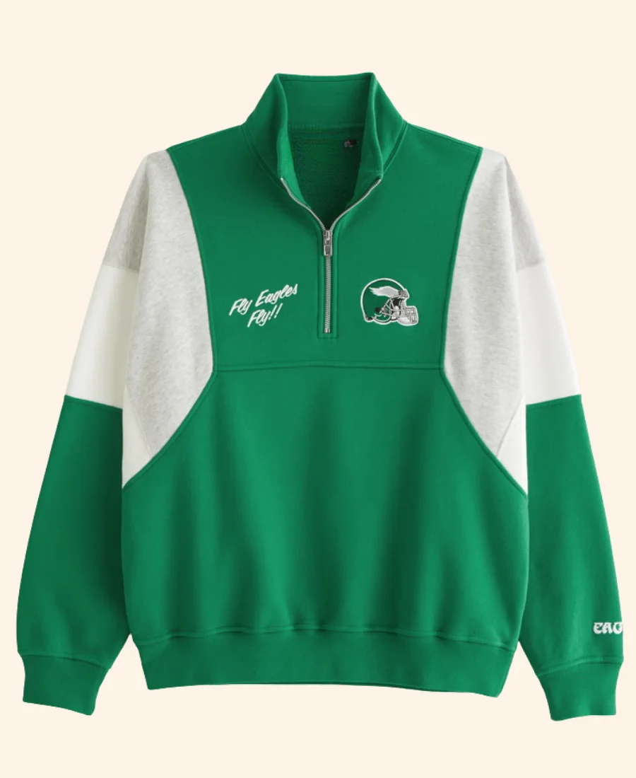 Abercrombie Philadelphia Eagles Half Zip Sweatshirt Front Image