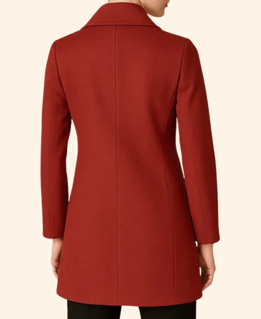 Anne Hathaway Christmas Trench Coat BAck image