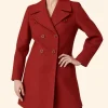 Anne Hathaway Christmas Trench Coat Front Image