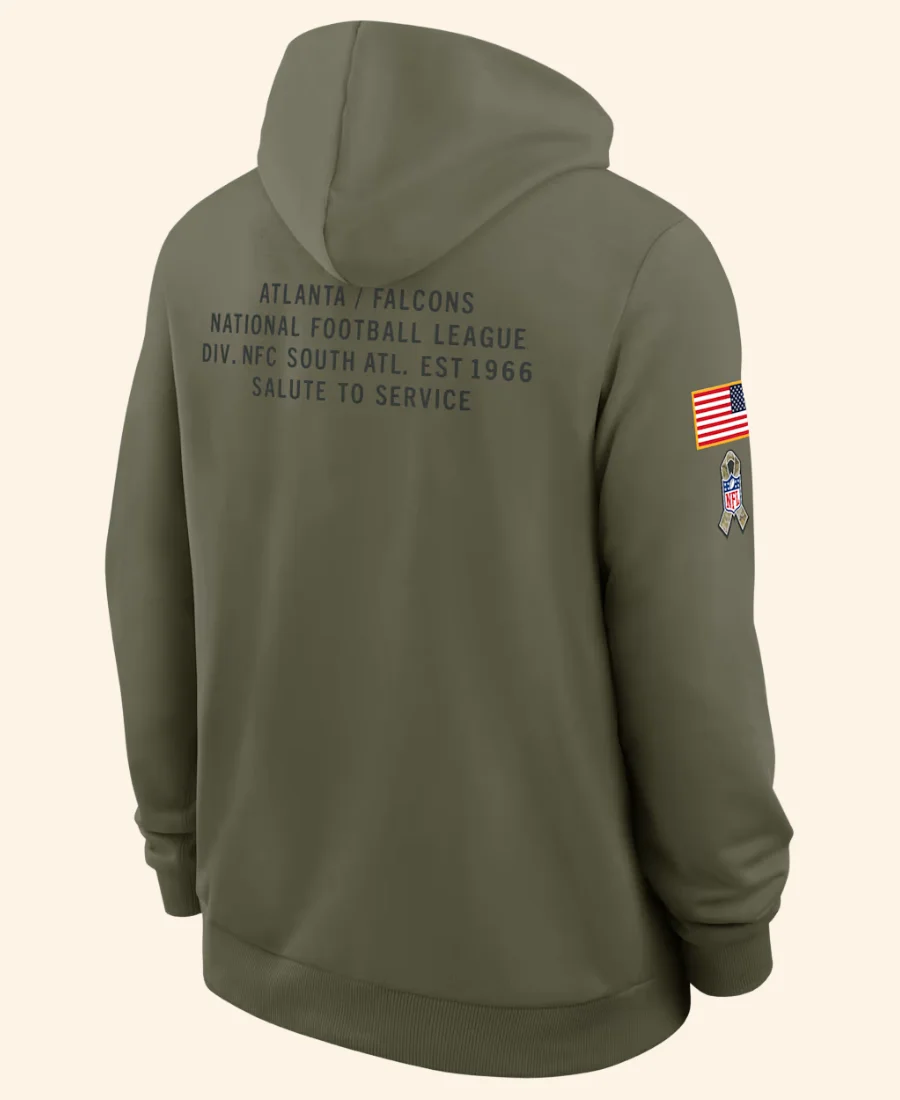 Atlanta Falcons 2025 Salute To Service Hoodie Back Image