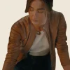 Ballard S01 Maggie Q Brown Leather Jacket Front Image