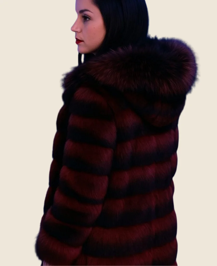 Ballerina 2025 Ana de Armas Fur Trench Coat Back Image
