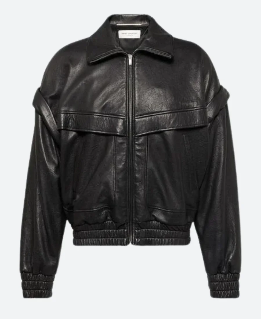 Bella Hadid 2025 Rome Italy Leather Jacket