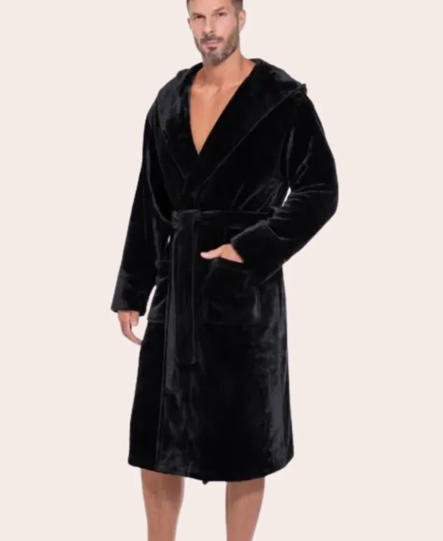 Black Velvet Long Bath Robe Image