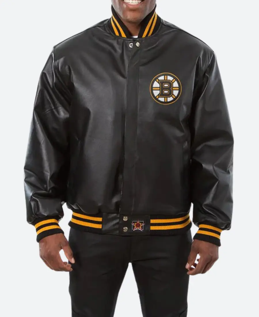 Boston Bruins Leather Bomber Jacket