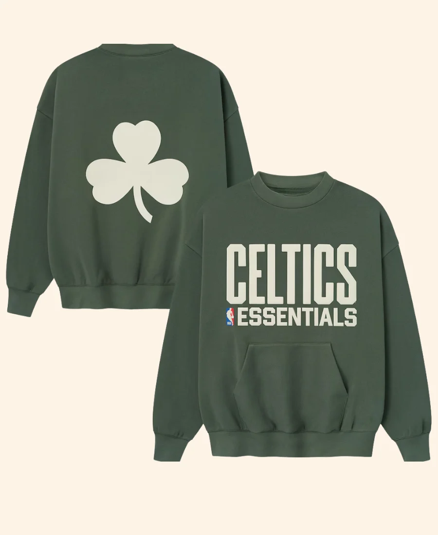 Boston Celtics x Fear Of God Essentials Sports Sweatshirt Front And Back Image