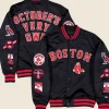 Boston Red Sox OVO x New Era Twill Jacket Front And Back Image