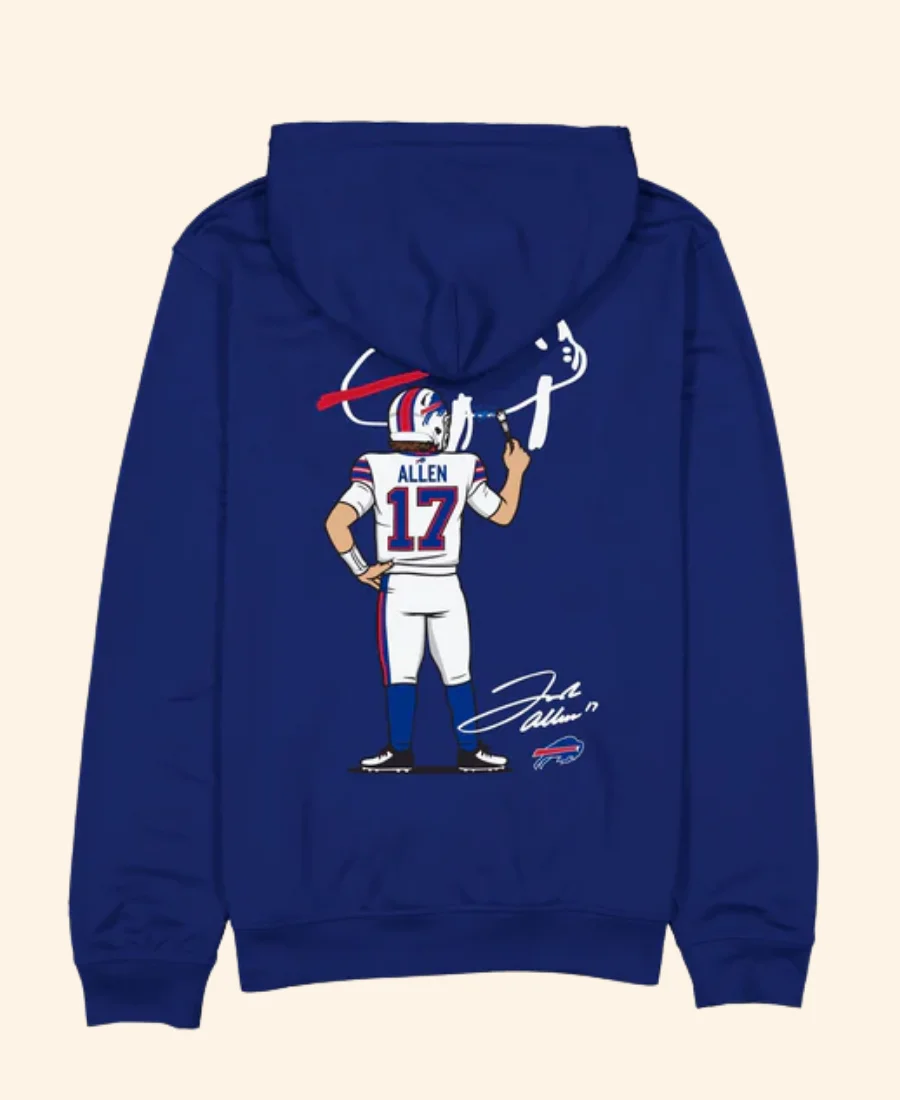 Buffalo Bills X New Era Billustration Josh Allen Hoodie Back Image