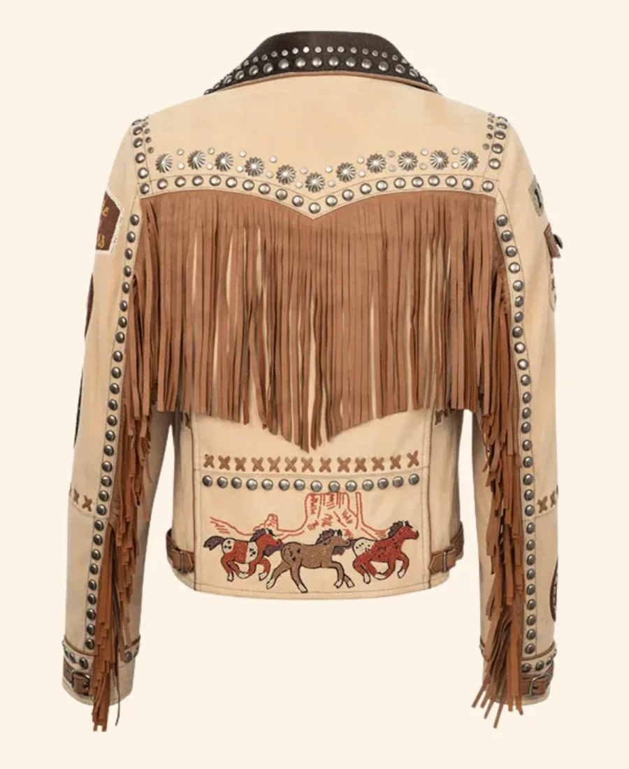 CMT Music Awards Fringe Lainey Wilson Leather Jacket Back Image