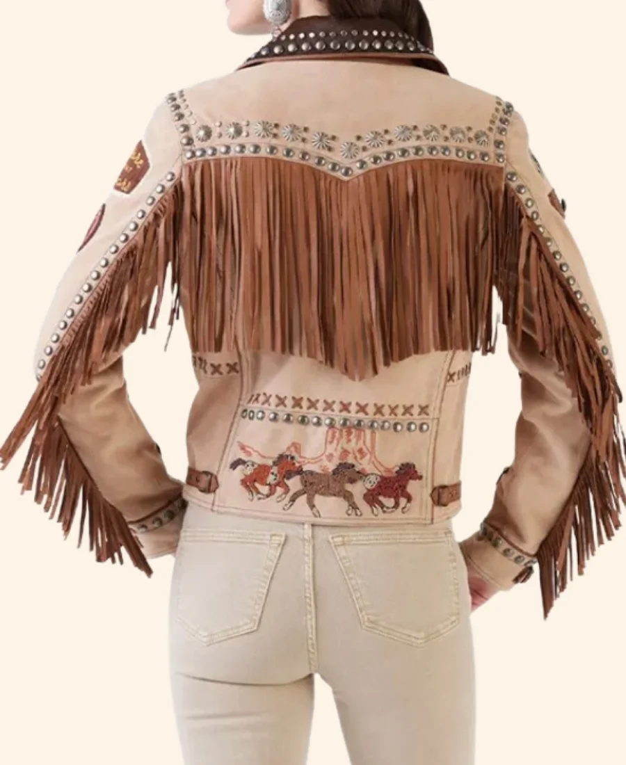 CMT Music Awards Fringe Lainey Wilson Leather Jacket Back