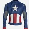 Captain America Blue Leather Jacket Front Image