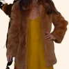 Carla Bruni PFW Paris Photocall Brown Fur Coat Front Image
