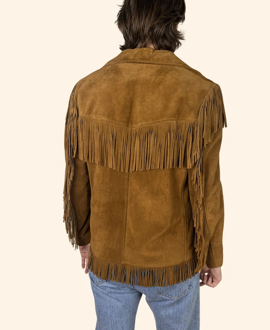 Charmed S04 Phoebe Halliwell Fringed Suede Leather Jacket back Image
