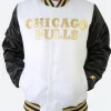 Chicago Bulls Black And White Varsity Jacket Front Image
