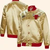 Chicago Bulls Mitchell & Ness Gold Fashion Lightweight Satin Jacket Front And Back Image
