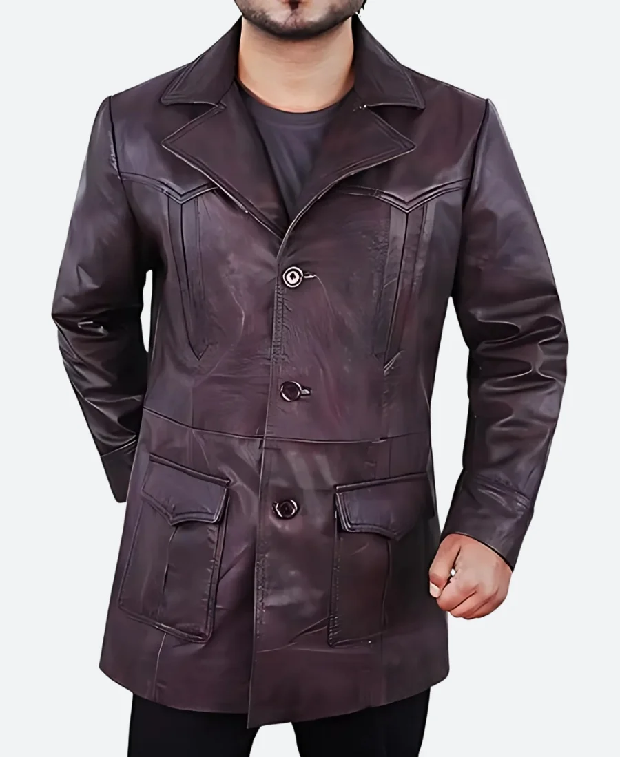 Chris Evans Red One Leather Coat