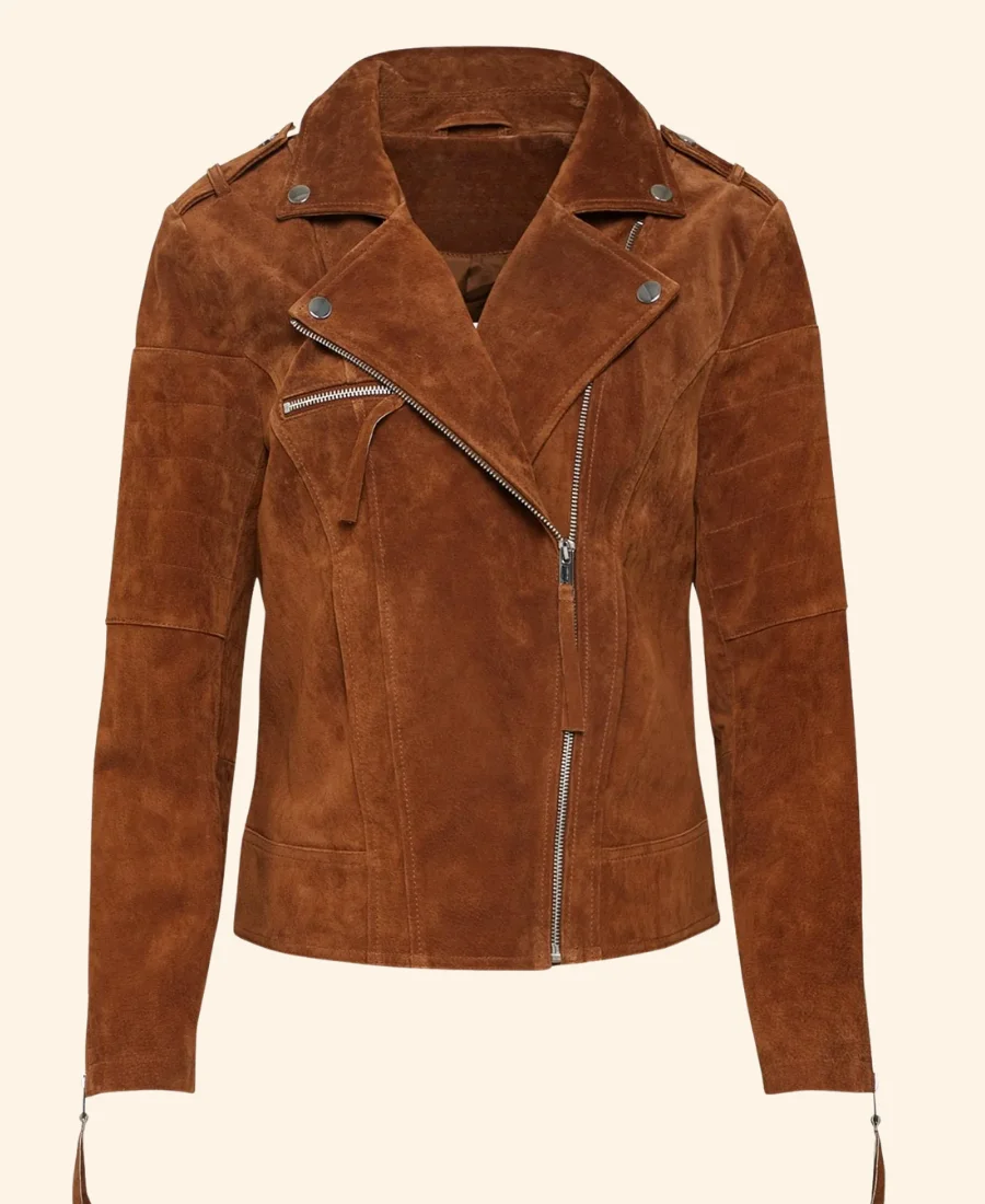 Christmas At Castle Hart Margot Bennett Suede Leather Jacket Front Image