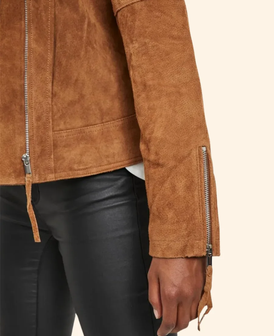 Christmas At Castle Hart Margot Bennett Suede Leather Jacket Sleeves Imavge