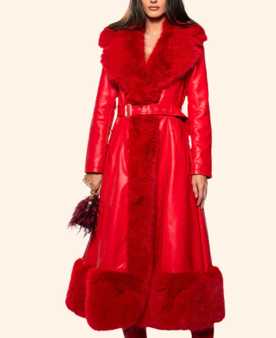 Christmas At Graceland Lainey Wilson Leather Trench Coat Front Image