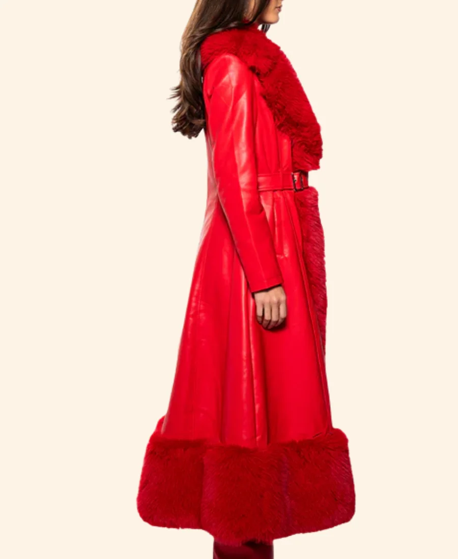 Christmas At Graceland Lainey Wilson Leather Trench Coat Side image