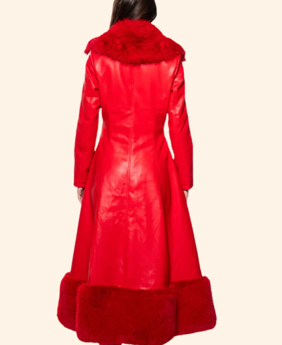 Christmas At Graceland Lainey Wilson Leather Trench Coat back Image