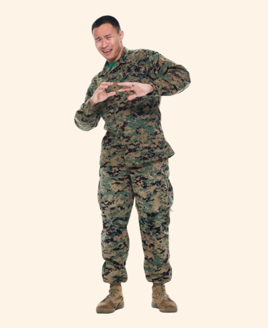 Christmas On Duty Janel Parrish Camouflage Suit Front Image