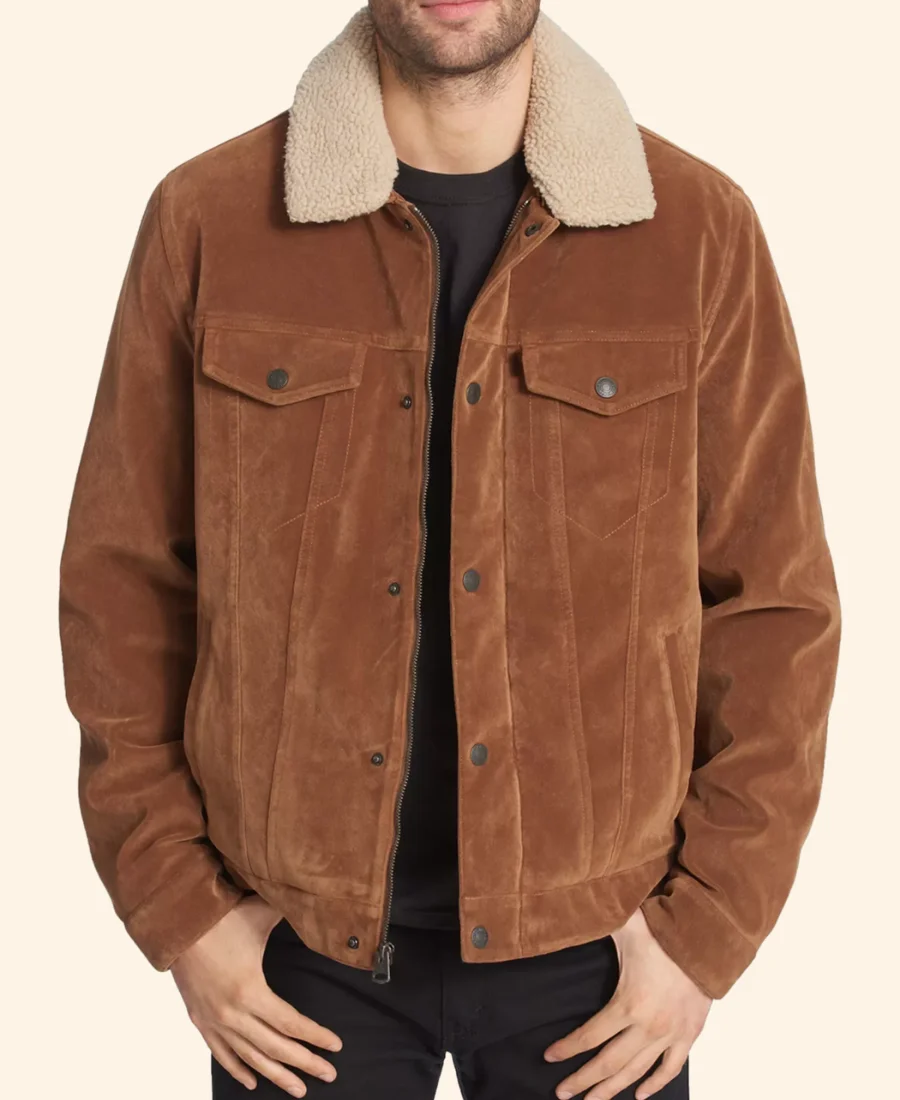 Christmas On The Alpaca Farm Andrew Flannery Suede Leather Jacket Close Image