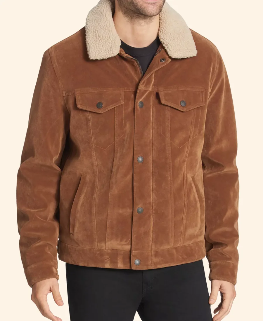 Christmas On The Alpaca Farm Andrew Flannery Suede Leather Jacket Front Image