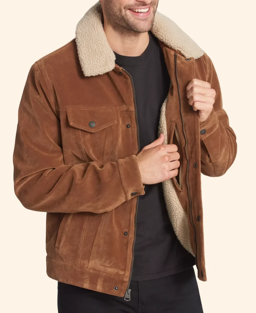 Christmas On The Alpaca Farm Andrew Flannery Suede Leather Jacket Zoom Image