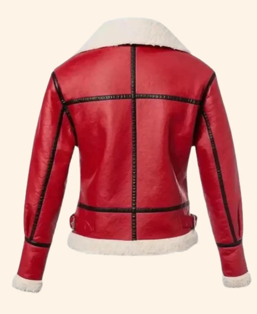 Christmas Red Leather Jacket Back Image