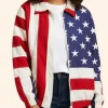 Christy Sydney Sweeney American Flag Jacket Front