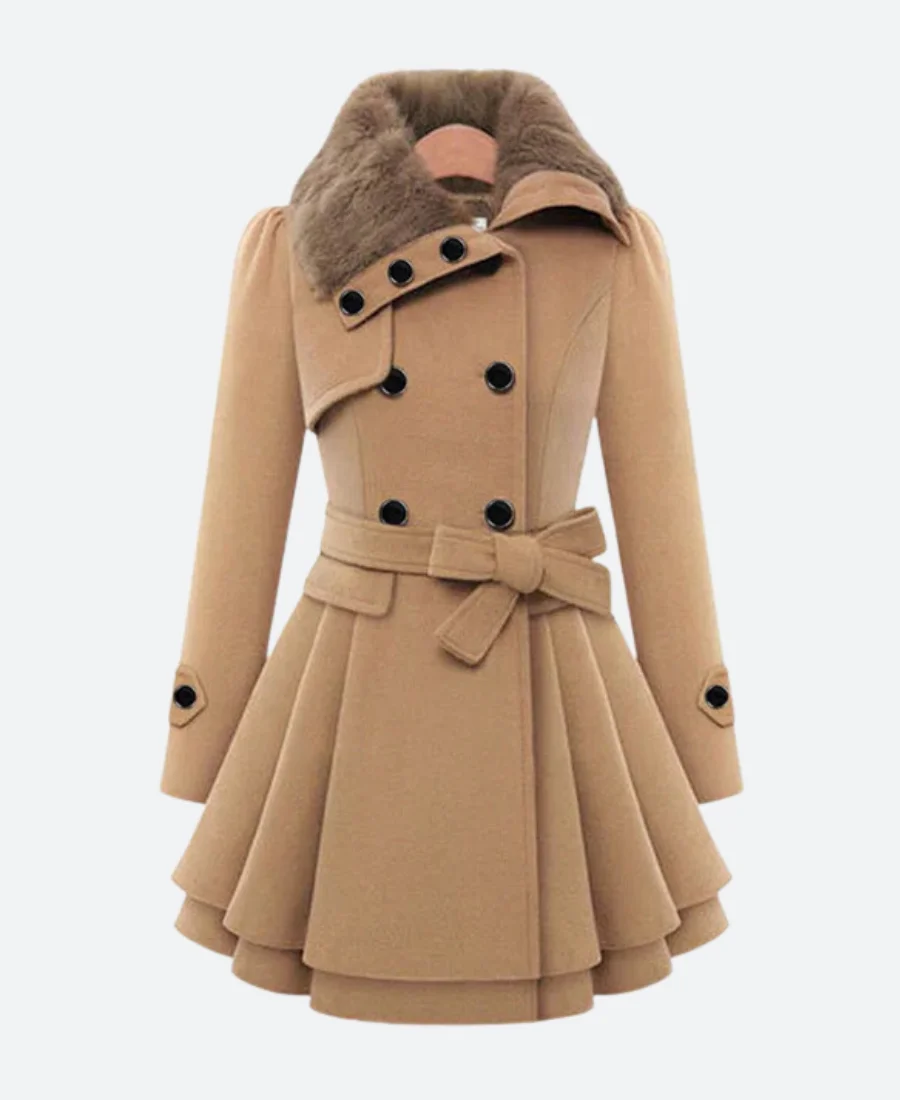 Classic Women Fur Peacoat