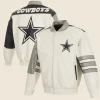 Dallas Cowboys JH Design Classic Leather Jacket Front And Back Image