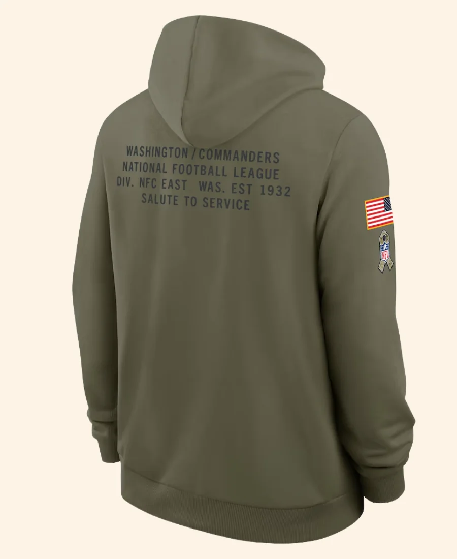 Dan Quinn Washington Commanders Salute to Service Hoodie Back Image