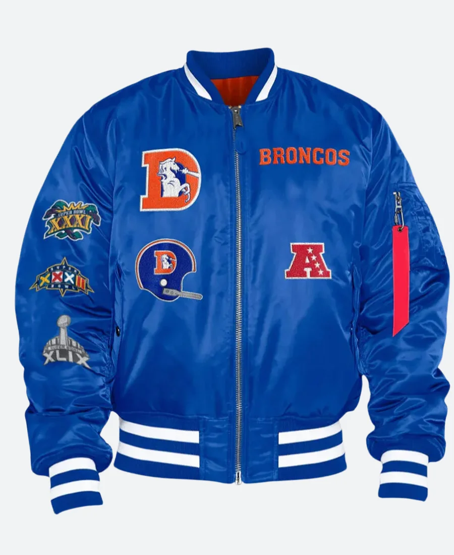 Denver Broncos Bomber Jacket Blue Front Image