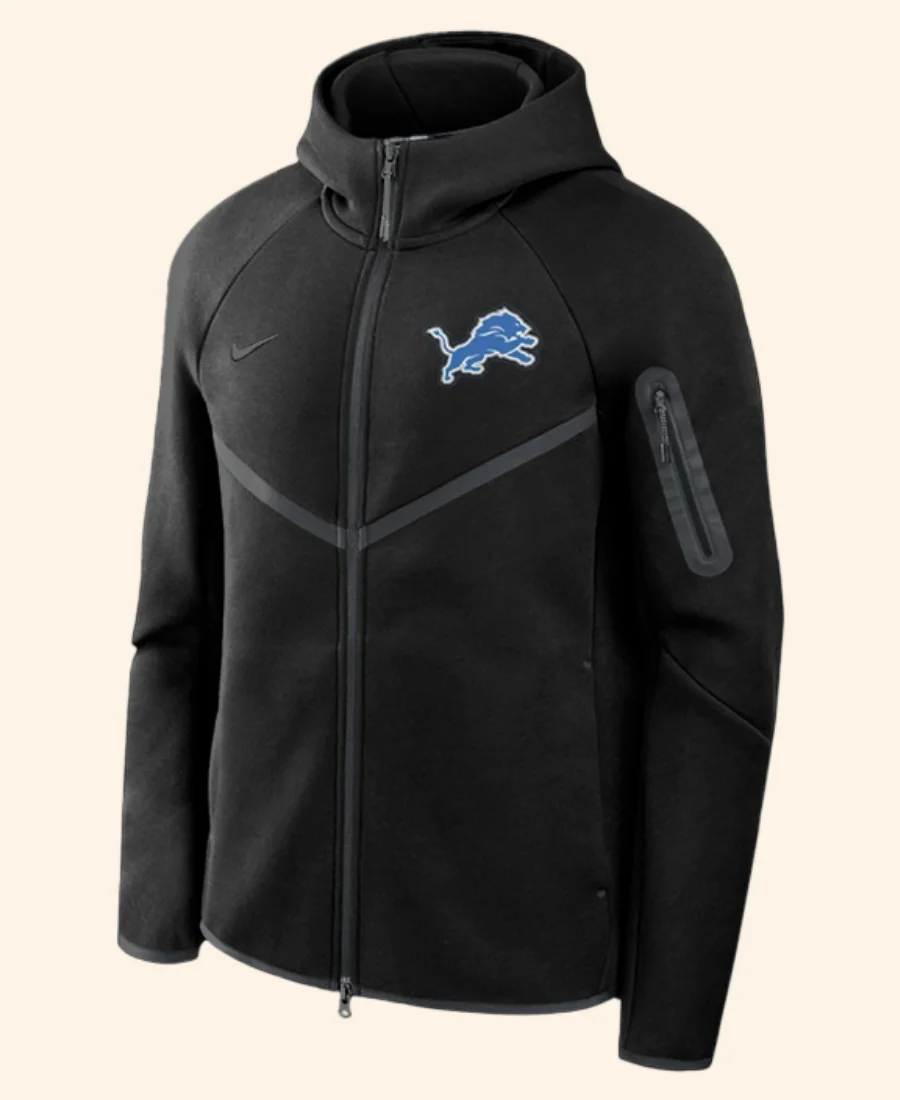 Detroit Lions Tech Windrunner Jacket Black Front Image