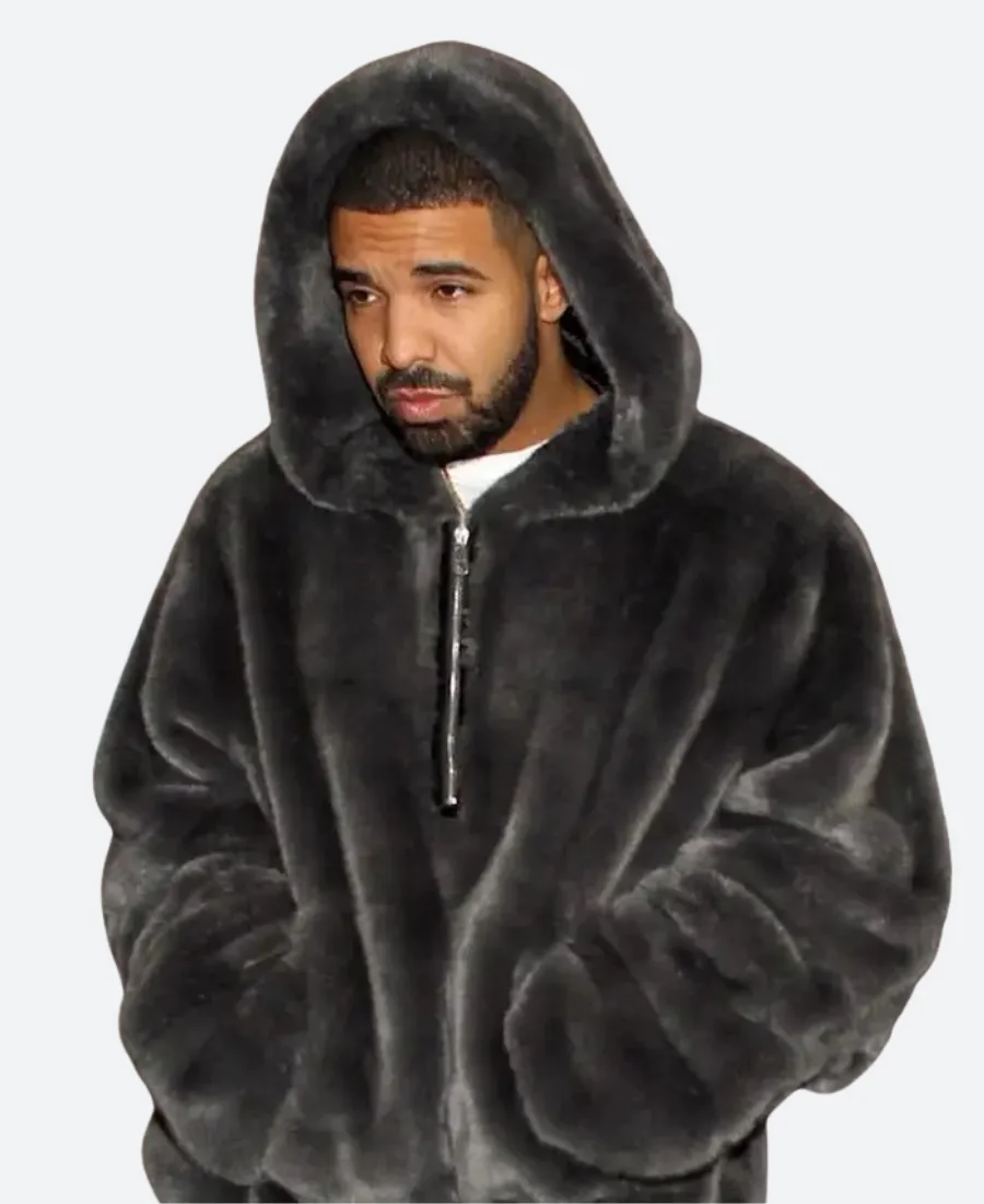 Drake Fuzzy Fur Hooded Jacket