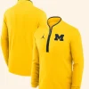 Dusty May Michigan Wolverines Half-Zip Sweatshirt Yellow Front And Back Image