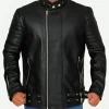 Ajax Black Leather Jacket front Image