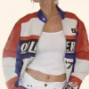 Edmonton Oilers Lauren Kyle Racing Leather Jacket Full Image