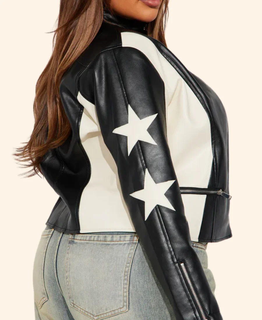 Electric Bloom Jade Castillo Star Leather Jacket Arms Side Image