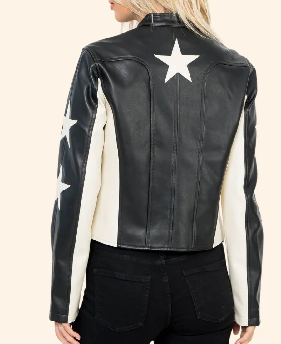 Electric Bloom Jade Castillo Star Leather Jacket Full Back Image