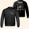 F1 Team Cadillac Black Bomber Racing Jacket Front And Back Image